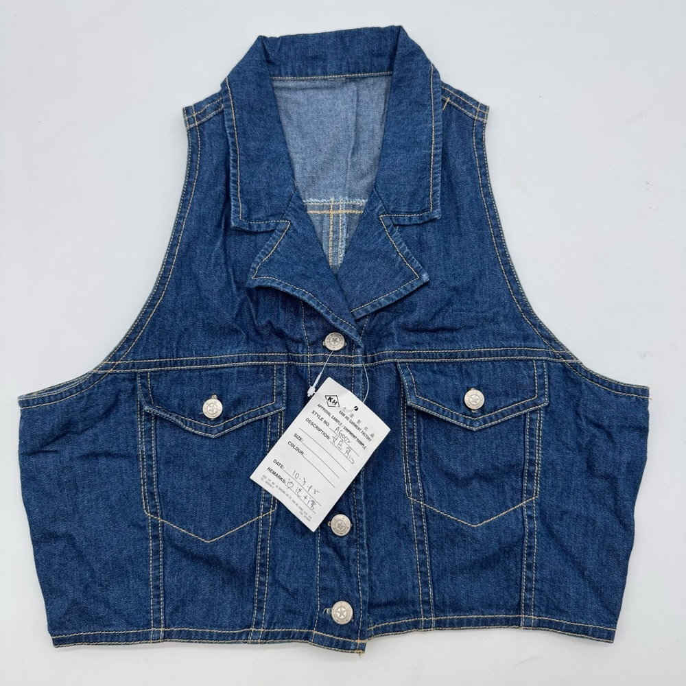 Retro Blue Denim Crop Vest Women’s Small (US 4 / EU 36) New WithTag